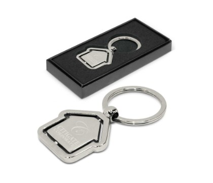 Spinning House Metal Key Ring